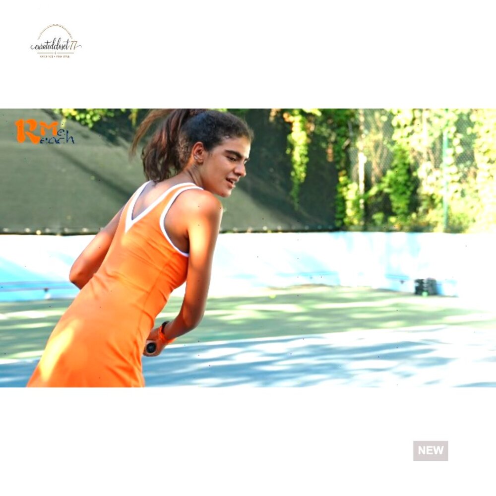 Women's Athletic Dress with Built-in Shorts, V-Neck, Pockets, Removable Pads - Picture 5 of 5